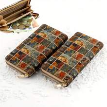 Poșetă ocazională Femei Portofel lung retro Suport card Portofel clasic pentru telefon Portofel mic de modă Portofel ușor Poșetă scurtă Organizator cu fantă pentru card Portofel Boho Portofel multifuncțional Poșetă mare Poșetă practică multistrat Portofel drăguț pentru doamnă/pentru femeie absolventă/pentru studenți Afaceri/navetă/muncă/birou Pentru carte de credit/carte de identitate/bani/numerar/carte de pașaport Moda vintage portabil Multifuncțional