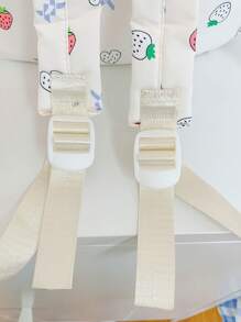 新款可爱草莓设计大容量学生背包，时尚学院包，时尚旅行包。 - 白色 - 查看 8