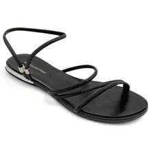 Women's Black Textile Outdoor Flat Sandals By RBCOLLECTION