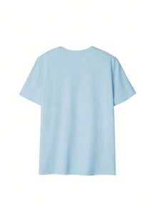 Camiseta de manga corta con cuello redondo, práctica y versátil, estampada con letras, adecuada para uso diario. Blusas gráficas para mujer, en blanco y rosa