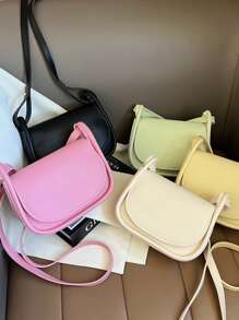 1 Pc New Style Girl's Pu Material Solid Color Fresh And Simple Messenger Bag, Magnetic Closure Design, Simple And Lightweight, Fashionable And Gentle Shoulder Bag, Exquisite And Versatile For Travel, Shopping And Daily Commuting
