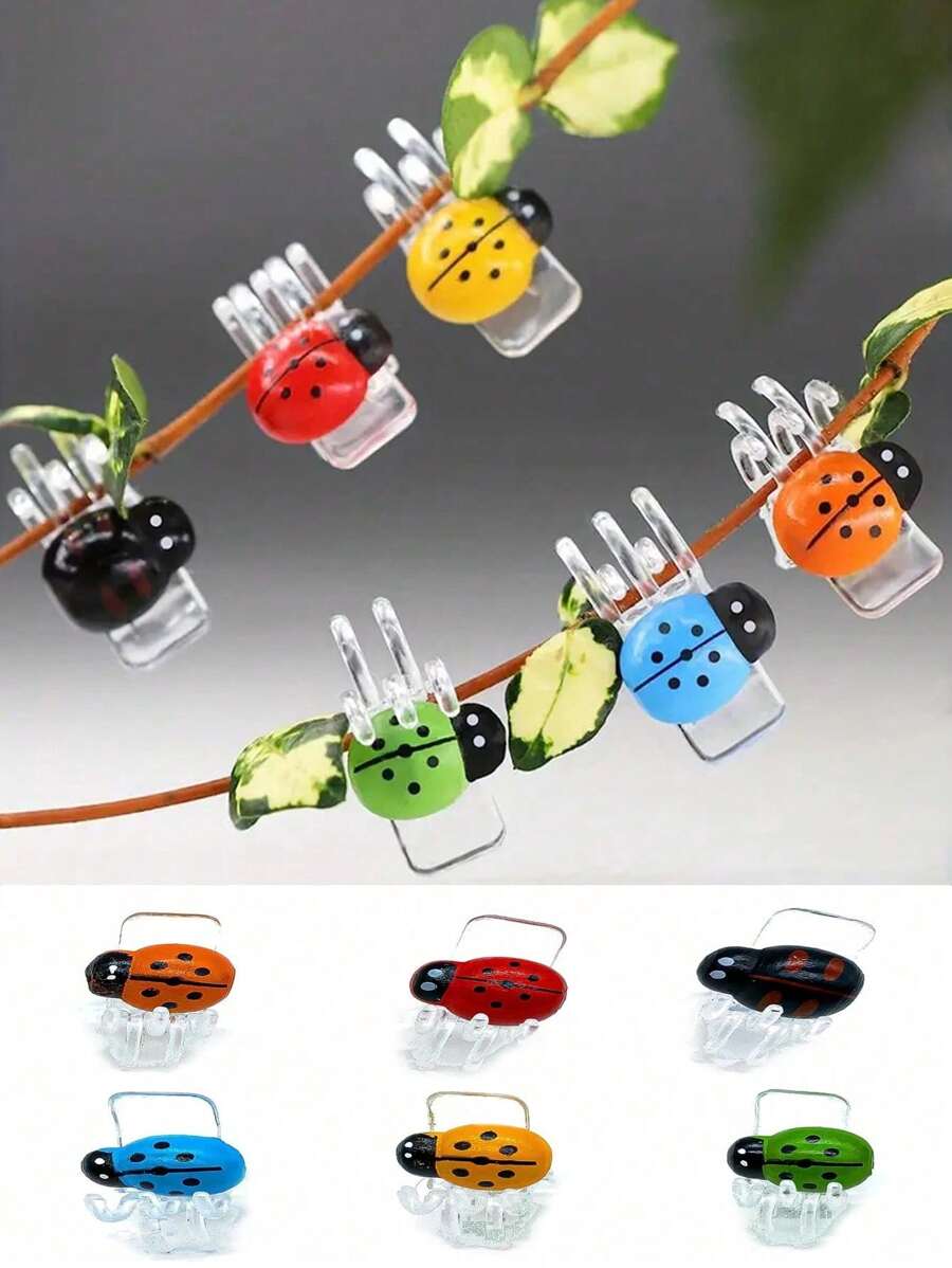12pcs Ladybug Modeling Plant Clip, Gardening Decoration, Practical.