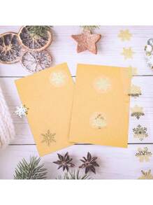 500 Piezas/Rollo de Etiquetas Autoadhesivas Transparentes con Copos de Nieve Dorados, Etiquetas Transparentes Doradas para Sobres, Revistas, Decoraciones DIY para Fiestas, Pegatinas de PVC Resistentes al Agua, Útiles Escolares, Vuelta al Colegio