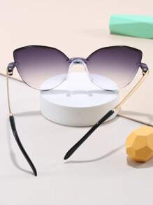 1 Pair Cat Eye Metal Side Decorative Glasses, Fashionable For Boy, Girl, And Children