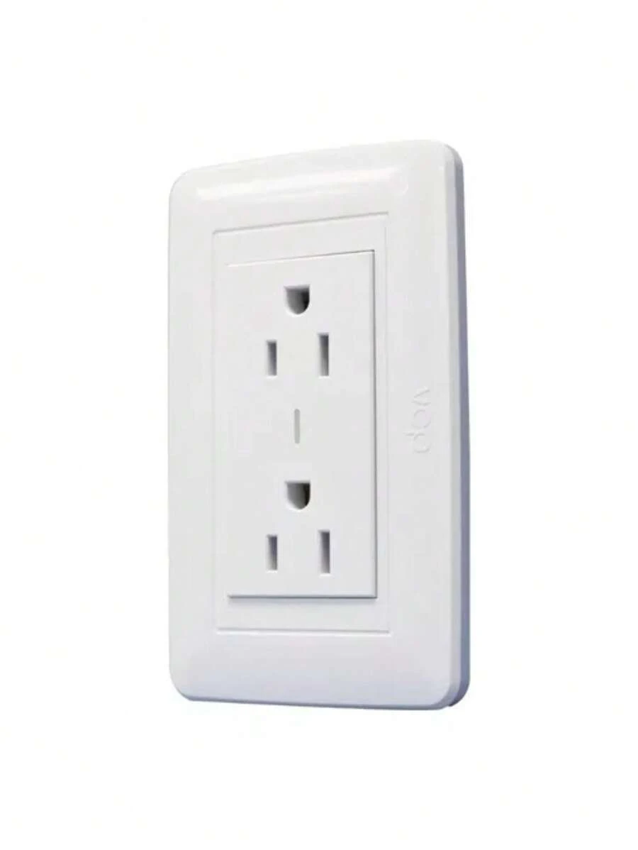 Placa de Pared con Dos Contactos Tomacorriente Diseño Elegante en Blanco - Blanco - Ver 1