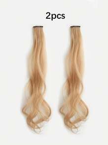 2pcs Kid's Elegant Long Curl Wigs, Dyed Color Clip-In Synthetic Hair Extensions, Complete Wig For Girls, Suitable For All Hairstyles, Perfect For Daily Use And Parties