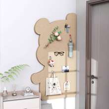 1pc 80cm X 40cm Felt Board With Cute Bear Design, Felt Wall Decor, Creative Photo Display Board, Soft Cork Board For Living Room, Office, No-Drill Sticky Design Board (Comes With Push Pins),School Supplies,Back To School