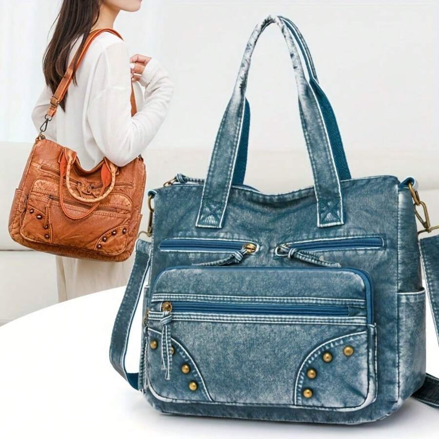1PC Retro Women'S Handbag With Detachable Shoulder Strap And Multiple Pockets Suitable For Daily Matching Or Work Use - Multicolor - View 1