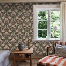 1 卷优雅复古波西米亚风格即撕即贴壁纸 - 棕色/白色背景花卉图案，防水、防潮、可移除、易于安装，家居装饰墙贴，适用于厨房、卧室、客厅、橱柜、衣柜、桌子家具翻新，尺寸 44*300/500/1000 厘米 - 彩色 - 查看 6