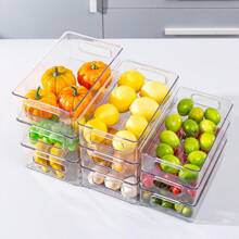 Nifogo Kühlschrank Organizer 6er Set (3 Größe) Küchen Organizer, Durchsichtig Stapelbare Aufbewahrungsbox Organizer, ideal für Speisekammer,Gefrierschrank,Schrank, Schublade,Büro - transparent - Übersicht 1