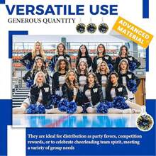 24 件啦啦队绒球钥匙扣啦啦队钥匙圈塑料绒球适用于啦啦队钥匙圈啦啦队舞蹈铝箔钥匙扣散装带挂钩适用于啦啦队包首饰配饰啦啦队营礼物 - 彩色 - 查看 4