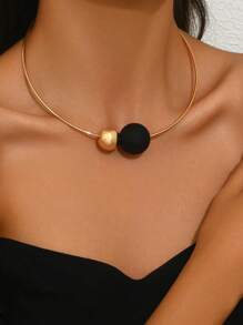 Fashionable Minimalist Metal Choker, Asymmetrical Design Jewelry Accessory For Women - Yellow - View 1