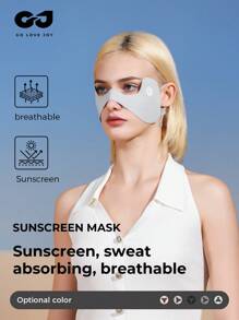 1pc GOLOVEJOY Summer Solid Color Versatile Face Cover, UV Protection, Eye Shaded, Sweat-Absorbent, Breathable, Ice Silk Face Cover - Unisex, Suitable For Cycling, Driving, Outdoor, Sunblock, Sports - Multicolor - View 2