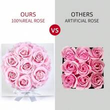 7-Piece Preserved Roses In A Box For Delivery Prime - Forever Flowers - Immortal Roses Birthday Gifts For Her - Christmas Valentines Day Gifts For For Mom/Girlfriend/Wife/Grandma - Pink - 黑盒子裡的黑玫瑰 - 查看 3