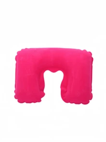 1pc Outdoor Camping Inflatable U-Shape Pillow, PVC Flocked Fabric Portable Travel Camping Air Pillow, Requires Self-Inflation - Multicolor - View 5