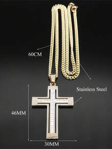 Hip Hop Crystal Cross Pendant Necklace Chain For Men Stainless Steel Rhinestone Necklaces Punk - Necklace - View 10
