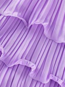 Summer Baby Girls' Sleeveless Ruffle Cake Dress, Solid Color Suspender Design - Purple - View 7