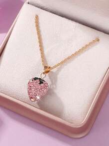 Collar De Colgante De Fresa Rosa Para Mujeres Adecuado Para Uso Diario Y Festivales