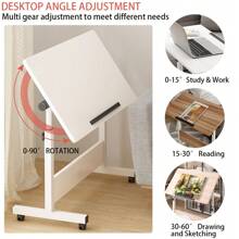 Adjustable Height Standing Desk, Foldable Standing Desk Mobile Stand Up Desk With Wheels Small Rolling Laptop Stand Portable Computer Workstations For Small Spaces And Home Offices - trắng - Xem 4