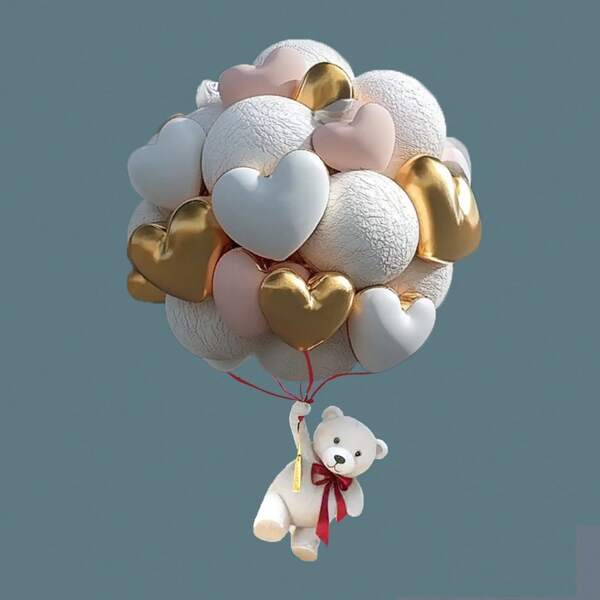 Bär Ballon Hibiskus Fondant Form, Silikon Harzform, geeignet für Anhänger, Schmuck, Dekorationen DIY Handwerk Form, geeignet für Valentinstag, Frühlingstag, Muttertag DIY Werkzeuge