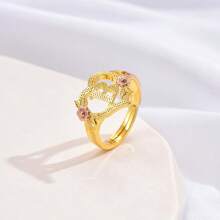 1pc Stylish Adjustable Rings With Heart, Letter, Geometric Pattern Design, Fashion Accessories, Ideal Gift