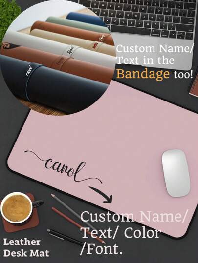 1pc Custom Name Desk Mat With Bandage.Personalized Leather Mouse Pad Faux Leather Desk Mat For Office, Waterproof And Stain-Proof Keyboard Pad, Simple Solid Color Computer Pad, Personalized Gaming Mouse Pad Large Mousepad, Suitable For Office, Study Table Or Dining Table, Easy To Clean, Multiple Colors Available,Handwriting Name Desk Mat Pad-3 Sizes Gifts Birthday Graduation,Home Harmony,Multi-Functional,Durable,Ornamental,Reusable,Exquisite,Stylish,High-Quality,Colorful,Modern,Custom,Personalized,Unique,Ideal Gifts For Him,Ideal Gifts For Her,Boyfriend,Dad,Girlfriend,Mom,Family,Friends,Tea Room,Home,Garden,Office,For Anniversaries,For Valentine's Day,For Mother's Day,For Birthdays,For Father's Day,For Graduation,For Weddings,For Housewarming