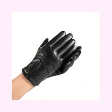 Retro Leather Motorcycle Gloves / Waterproof Motorcycle Gloves / Zipper Closure - Black - View 6