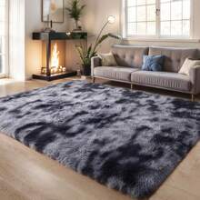 1 件，适用于卧室的柔软地毯，蓬松、防滑毛绒绒毛绒柔软毛茸床边地毯，扎染客厅地毯，适合女孩儿童婴儿青少年宿舍家居装饰，卧室客厅育儿室地毯，易于护理的家居装饰 - 深灰色紮染 - 查看 15
