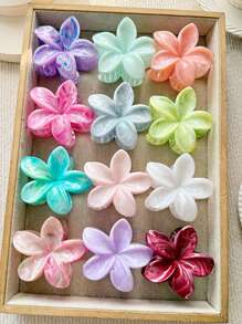 12pcs/Pack Big Size 3.14 Inch Dopamine Tie-Dye Daisy Flower Hair Clips, Sweet Floral Crown Barrettes For Ponytail/Bun