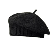 1pc Women's Retro British Style Knit Beret Hat, Cable Pattern, Versatile Warm Hat, Autumn/Winter - Black - View 17