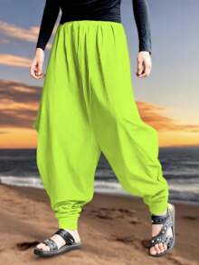 Pantalon  Holgado Largo para Hombre Sencillo y Casual - Amarillo - Ver 3