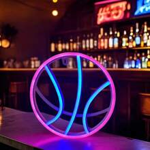 1pc LED Basketball Shaped Neon Wall Decor Light, Battery/USB Powered, Romantic Fairy Light For Home, Gamer Room, Party, Birthday Gift, Bedroom Decoration