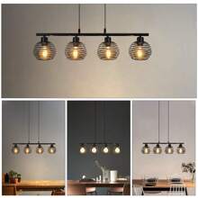 Hanglamp Eettafel Vintage Hanglamp - Zwarte Metalen Eettafellamp E27 Fitting Retro Hanglamp Industrieel Design Restaurantlamp 4-Lichts Lente Hanglamp Voor Eetkamer En Keuken.