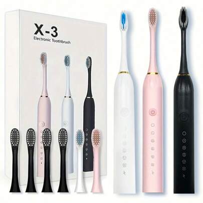 JMMO Electric Toothbrush – 6 Cleaning Modes, IPX7 Waterproof And USB Rechargeable | Smart Timer, 300mAH Battery, Gentle Bristles And Multiple Color Options For Whitening Teeth, Healthy Gum And Superior Oral Care With 30-Day Battery Life And Replaceable Brush Heads