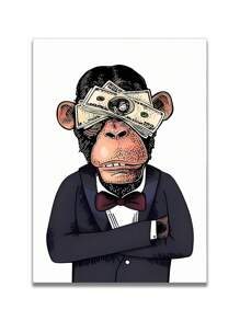 1/3Pcs, Optional Frame, Monkey Canvas Wall Art Deco, Classic, Modern Styles - Animal Theme Ink Art Prints - Indoor & Outdoor Use, Home Office, Living Room, Bedroom, Bathroom, Restaurant Decor - Spring & Summer Seasonal