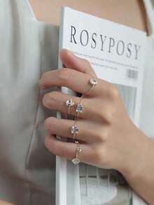 1 chiếc nhẫn độc đáo có thể điều chỉnh bằng Zirconia, nhẫn ngón cái cho nữ, quà tặng trang sức bạc Sterling S925 cao cấp dành cho nữ - Bạc - Xem 4