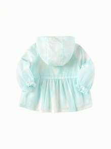 Balabala Girls' Lightweight Hooded Jacket, Fresh Summer Layer - White Green Tone - View 2