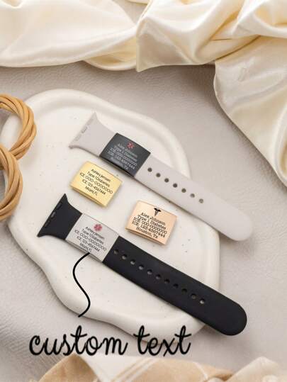 1pc Personalized Adult Anti-Lost Bracelet Engraved Name, Phone, Address Stainless Steel ID Plate (Plate Only, No Strap), Gift For Family, Friends, Elders