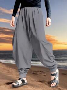 Pantalon  Holgado Largo para Hombre Sencillo y Casual - Gris - Ver 3