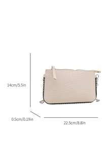 Fashion Clutch Bag, Woven Texture Women Handbag, Chain Shoulder Crossbody Bag, Zipper Small Square Bag