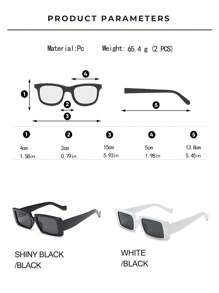 1 件时尚黑色方形框架 Y2K 风格超大中性时尚眼镜，适合夏季海滩、街头风格的休闲装、西装、毛衣、夹克、连帽衫、皮裤和工装裤 - 多色 - 查看 9