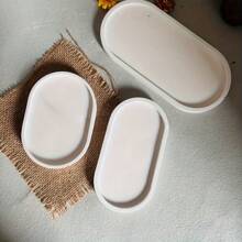 3 件椭圆形硅胶模具套装，适用于环氧树脂和混凝土工艺品，适用于杯垫、烟灰缸、花盆、珠宝托盘、DIY 家居装饰铸件 - 多用途树脂铸造模具，适用于艺术项目和储物托盘 - 白色 - 查看 3