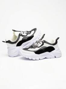Men's Casual Comfortable Lace-Up Running Shoes, Solid Color Design Suitable For Outdoor Sports And Daily Wear, All Season Comfort & Durability