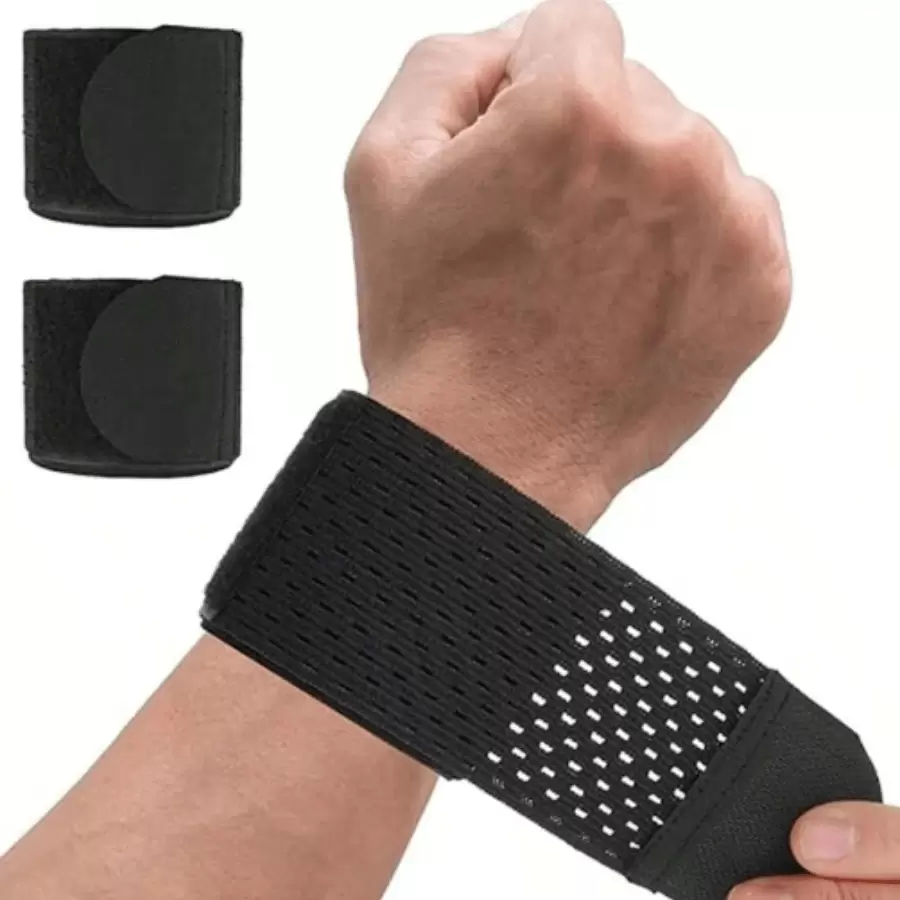 1pair Wrist Support With Compression Strap, Adjustable Elastic Sleeve For , Tennis, Fitness, Weightlifting, Bowling, Small Part Of Wrist, Unisex (Black)