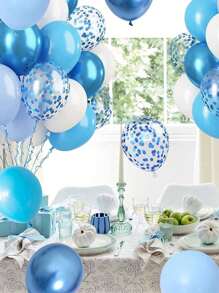 26/50/80/100 Blue And White Balloon Wreath Arch Kit Metal Blue Birthday Party Background Decoration Balloon, Blue Colorful Paper Scrap Balloon, Macaron Blue Thick Latex Balloon Matte Blue Balloon Suitable For Shower Wedding Gender Revealing Birthday Party Supplies