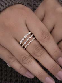 1pc 925 Sterling Silver Horse Eye Round Diamond Half Circle Stackable Ring, Suitable For Women To Match Daily Clothing With Exquisite Multifunctional Rings, Party Accessories, High-Quality Rings, High-End Jewelry Gifts