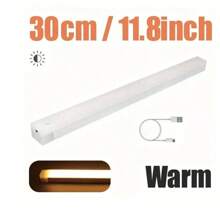 1 件 LED 夜灯，10/20/30/50 厘米可充电运动传感器磁性粘贴式壁橱灯，易于安装便携，适用于衣柜卧室露营楼梯照明，暖白光和白光选项，露营配件 - 彩色 - 查看 15