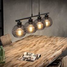 Hanglamp Eettafel Vintage Hanglamp - Zwarte Metalen Eettafellamp E27 Fitting Retro Hanglamp Industrieel Design Restaurantlamp 4-Lichts Lente Hanglamp Voor Eetkamer En Keuken.