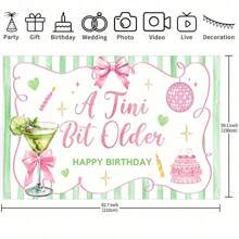 1PC A Tini Bit Older Theme Cocktail Pink Bow Backdrop, Birthday Cake Party Decoration. Multi-Size, Multi-Purpose Party Backdrop Cloth For Men And Women - Universal Decoration For All Seasons, Indoor And Outdoor Decoration, Photography Studio, Garden Decoration, Party Decoration And Phone Booth.