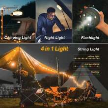 Magnetic Camping Starry Sky Atmosphere Lamp: 2000mAh Battery Life + Type-C Fast Charging Battery Level Visualization ▎Strong Light Flashlight + 7-Color Soft Light + 10m Light Strip Outdoor Camping & Home Dual Use - Multicolor - View 13